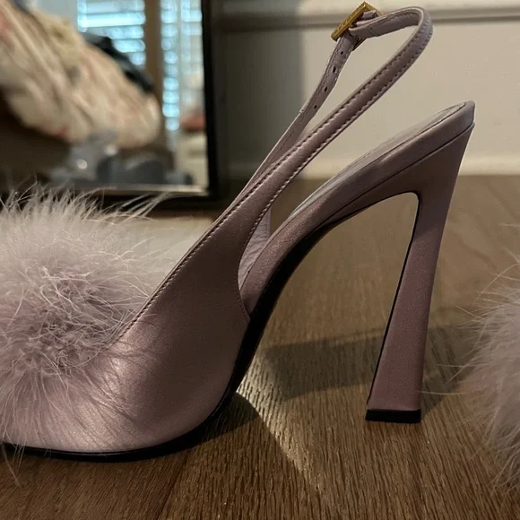 Saint Laurent Women's Soft Purple Feathered Heels - Picture 2 of 4